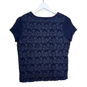 Gap Women’s Short Sleeve Lace Back T Shirt in Navy‎ Blue Size Small